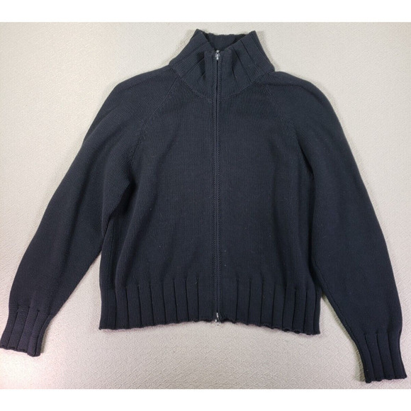 Common Threads Sweater Womens‎ X-Large XL Black Ribbed Mock Neck Zipper Cardigan - Picture 1 of 9